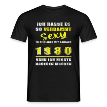 1980 - Jahrgang 1980 - Baujahr 1980 - Männer T-Shirt - Schwarz - Vorne - AI Model Male 178 light (178cm)
