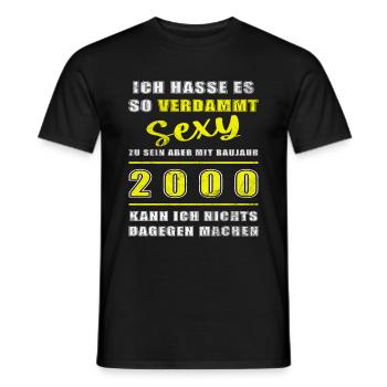 2000 - Jahrgang 2000 - Baujahr 2000 - Männer T-Shirt - Schwarz - Vorne - AI Model Male 178 light (178cm)