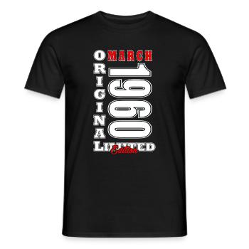 Mars 1960 - Cadeau d’anniversaire Anniversaire de mars 1960 - T-shirt homme - noir - Devant - AI Model Male 178 light (178cm)