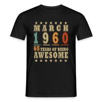 Anniversaire Mars 1960 - 65ème Anniversaire - Mars 1960 - T-shirt homme - noir - Devant - AI Model Male 178 light (178cm)