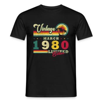 March 1980 Jubilee 1980 - Legends March 1980 - Men's T-Shirt - black - Front - AI Model Male 178 light (178cm)
