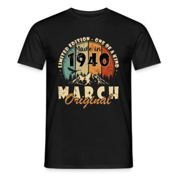Mars 1940 Cadeau d’anniversaire Mars 1940 - T-shirt homme - noir - Devant - AI Model Male 178 light (178cm)