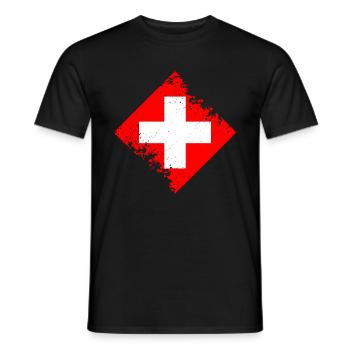 Schweiz Flagge - Männer T-Shirt - Schwarz - Vorne - AI Model Male 178 light (178cm)