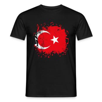 Turkey Flag Music - Men's T-Shirt - black - Front - AI Model Male 178 light (178cm)