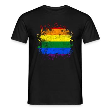 Drapeau arc-en-ciel Gay Pride LGBT Musique - T-shirt homme - noir - Devant - AI Model Male 178 light (178cm)
