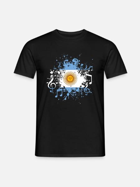 Argentinien Flagge Musik - Männer T-Shirt - Schwarz