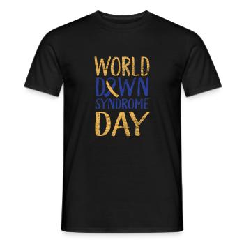 Trisomie 21 du syndrome de Down - T-shirt homme - noir - Devant - AI Model Male 178 light (178cm)