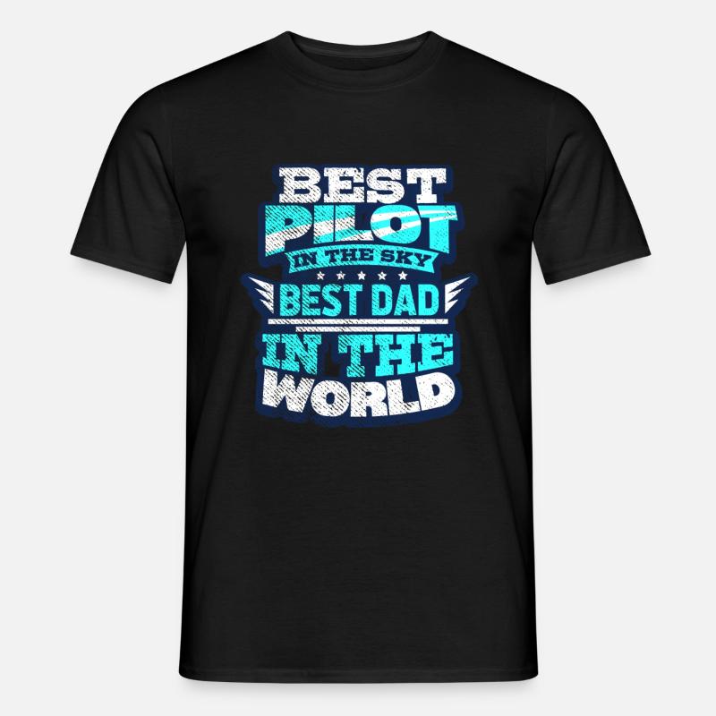 Pilot Papa - Männer T-Shirt - Schwarz