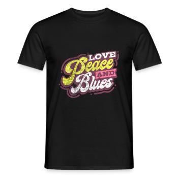 Liebe Frieden und Blues Musik - Männer T-Shirt - Schwarz - Vorne - AI Model Male 178 light (178cm)