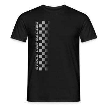 Stock Car Racing chequered flag side design - Men's T-Shirt - black - Front - AI Model Male 178 light (178cm)