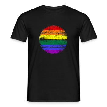 Drapeau arc-en-ciel LGBT - T-shirt homme - noir - Devant - AI Model Male 178 light (178cm)