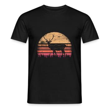 Hirsch vintage - Männer T-Shirt - Schwarz - Vorne - AI Model Male 178 light (178cm)