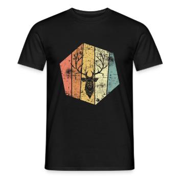 Hirsch vintage - Männer T-Shirt - Schwarz - Vorne - AI Model Male 178 light (178cm)