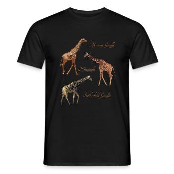 3 giraffes - species / Kenya / Africa / wild animals - Men's T-Shirt - black - Front - AI Model Male 178 light (178cm)