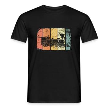 Train de chemin de fer vintage locomotive - T-shirt homme - noir - Devant - AI Model Male 178 light (178cm)