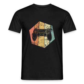 Gaming vintage controller gamer - Men's T-Shirt - black - Front - AI Model Male 178 light (178cm)