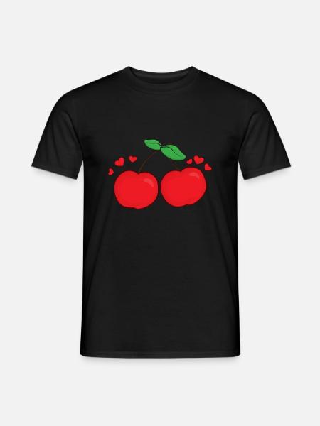 Kirschen Paar Liebe - Männer T-Shirt - Schwarz