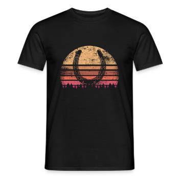Cheval cavalier fer à cheval vintage - T-shirt homme - noir - Devant - AI Model Male 178 light (178cm)