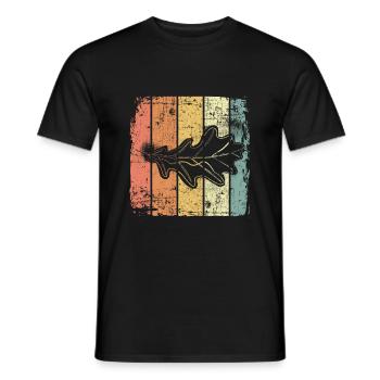 Eiche Blatt vintage - Männer T-Shirt - Schwarz - Vorne - AI Model Male 178 light (178cm)