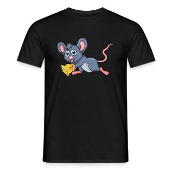 Mouse with cheese - Men's T-Shirt - black - Front - AI Model Male 178 light (178cm)