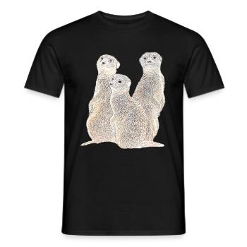 Erdmännchen - Mangusten - Afrika - Männer T-Shirt - Schwarz - Vorne - AI Model Male 178 light (178cm)