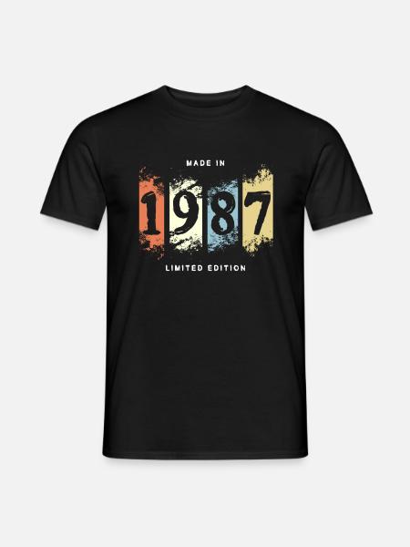 1987 prezent urodzinowy vintage - T-shirt męski - czarny