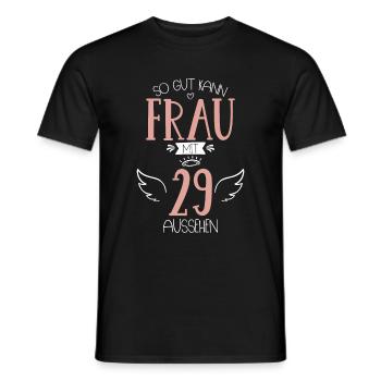 29. Geburtstag Frau wird 29 Jahre - Männer T-Shirt - Schwarz - Vorne - AI Model Male 178 light (178cm)