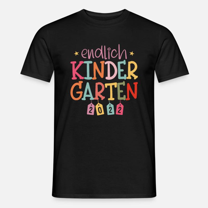 Endlich Kindergarten 2022 Mädchen - Männer T-Shirt - Schwarz