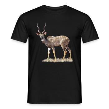 Kudu - afrikanische Antilope - Kenia / Afrika - Männer T-Shirt - Schwarz - Vorne - AI Model Male 178 light (178cm)