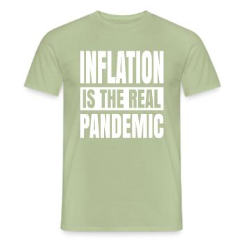 L’inflation est la véritable pandémie - T-shirt homme - vert sauge - Devant - AI Model Male 178 light (178cm)