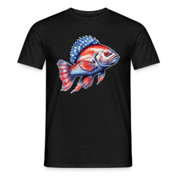 USA Perch Fishing Tshirt - Men's T-Shirt - black - Front - AI Model Male 178 light (178cm)