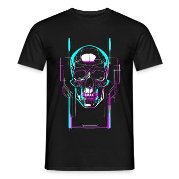 Futuristic skull - Men's T-Shirt - black - Front - AI Model Male 178 light (178cm)