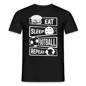 Eat Sleep Football Repeat - Ball Sports Soccer - Men's T-Shirt - black - Front - AI Model Male 178 light (178cm)