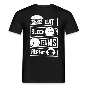 Eat Sleep Tennis Repeat - Racquets Ball Sports - Men's T-Shirt - black - Front - AI Model Male 178 light (178cm)