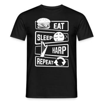 Eat Sleep Harp Repeat - Harfe Saiteninstrument - Männer T-Shirt - Schwarz - Vorne - AI Model Male 178 light (178cm)