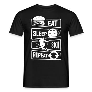 Eat Sleep Ski Repeat - Schifahren Skifahren Winter - Männer T-Shirt - Schwarz - Vorne - AI Model Male 178 light (178cm)