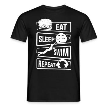 Eat Sleep Swim Repeat - Schwimmen Wassersport Pool - Männer T-Shirt - Schwarz - Vorne - AI Model Male 178 light (178cm)
