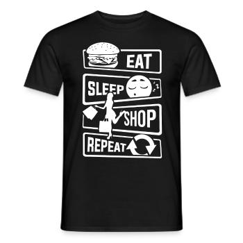 Mangez Sleep Shop Repeat - Achat de chaussures d'affaires - T-shirt homme - noir - Devant - AI Model Male 178 light (178cm)