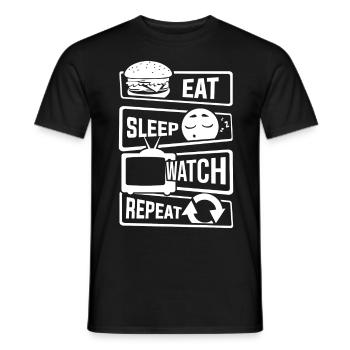 Eat Sleep Watch Repeat - Fernseher Serien Couch TV - Männer T-Shirt - Schwarz - Vorne - AI Model Male 178 light (178cm)