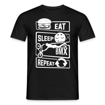 Eat Sleep BMX Repeat - Fahrrad Radsport Stunt Bike - Männer T-Shirt - Schwarz - Vorne - AI Model Male 178 light (178cm)