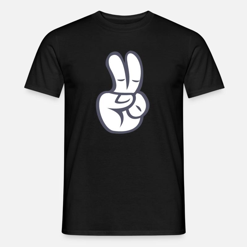 Peacezeichen Finger Comic - Männer T-Shirt - Schwarz