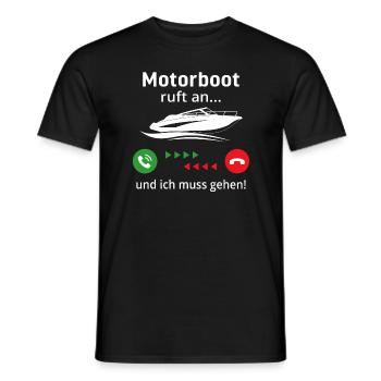 motorboot ruft an und ich muss gehen - Männer T-Shirt - Schwarz - Vorne - AI Model Male 178 light (178cm)