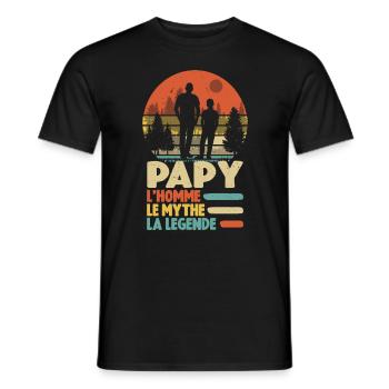 Papy L'homme Le Mythe La Légende - T-shirt homme - noir - Devant - AI Model Male 178 light (178cm)