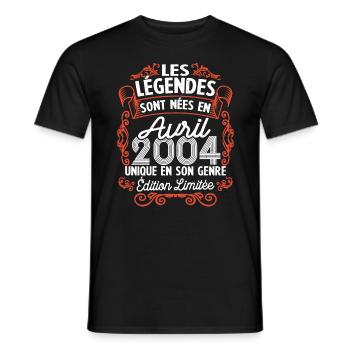 Vintage Flourish Cadeau Anniversaire Avril 2004 - T-shirt homme - noir - Devant - AI Model Male 178 light (178cm)