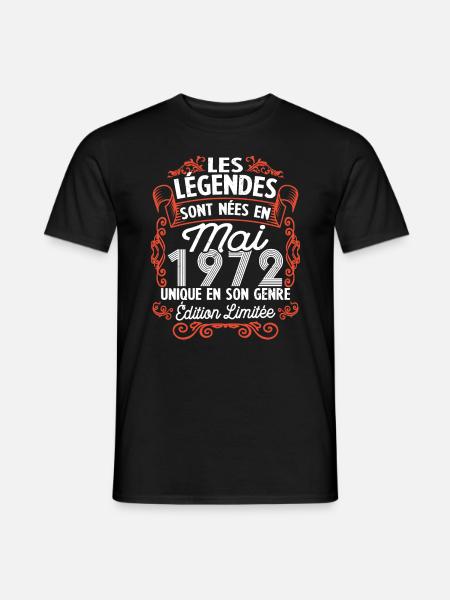 Vintage Flourish Cadeau Anniversaire Mai 1972 - T-shirt homme - noir