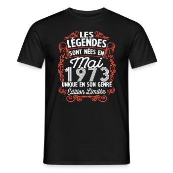 Vintage Flourish Cadeau Anniversaire Mai 1973 - T-shirt homme - noir - Devant - AI Model Male 178 light (178cm)