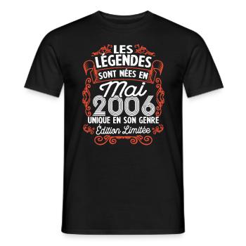 Vintage Flourish Cadeau Anniversaire Mai 2006 - T-shirt homme - noir - Devant - AI Model Male 178 light (178cm)
