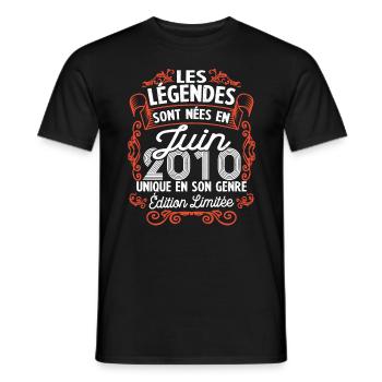 Vintage Flourish Cadeau Anniversaire Juin 2010 - T-shirt homme - noir - Devant - AI Model Male 178 light (178cm)