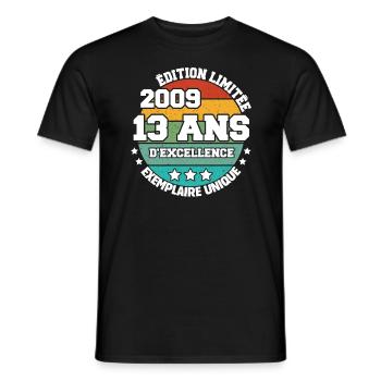 2009 13 Ans Edition Limitée 13 Ans D'excellence - T-shirt homme - noir - Devant - AI Model Male 178 light (178cm)