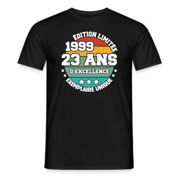 1999 23 Ans Edition Limitée 23 Ans D'excellence - T-shirt homme - noir - Devant - AI Model Male 178 light (178cm)